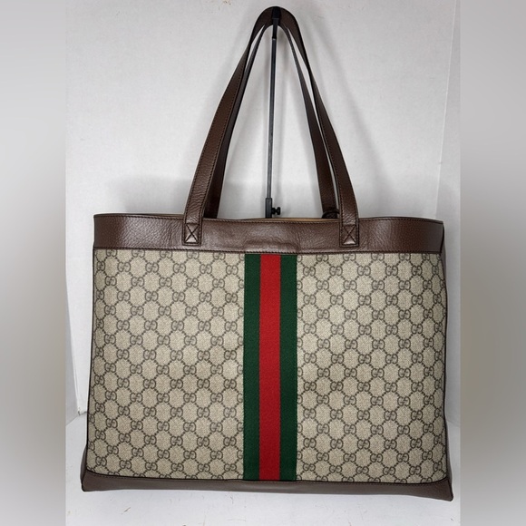 Gucci GG Supreme Monogram Web Ophidia Tote Brown. - Picture 3 of 16